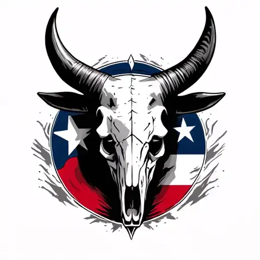 Texas Long Horn Bull Skull With Flag Morphing Power Rangers