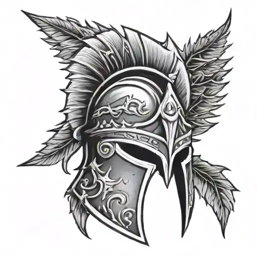 Spartan Helmet Surrounded With Thorns