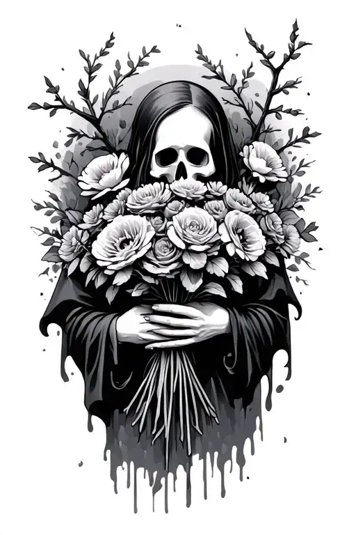 Graveyard Holding A Bouquet