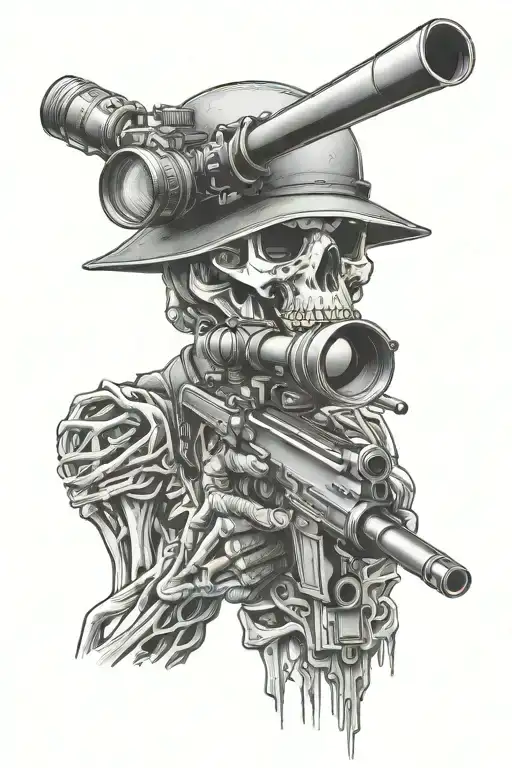 Skeleton Sniper Aiming Through Scope