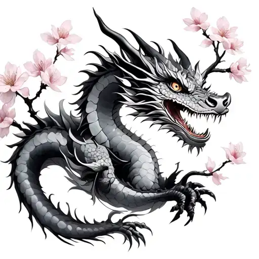 Dragon With Cherry Blossom