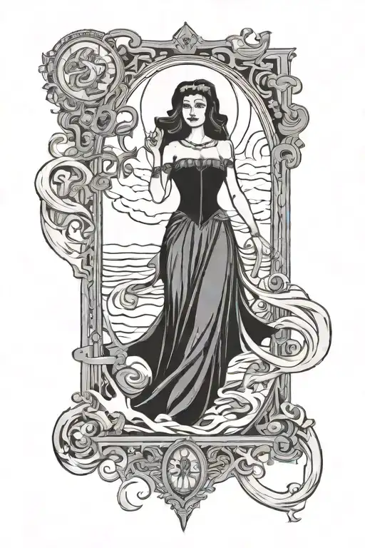 Tarot Card Strong Woman Standing Witch