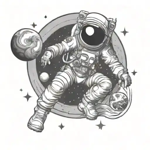 Astronaut Looking At Planets And Stars