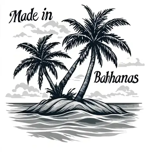 Island With Palm Tree And Says Made In The Bahamas