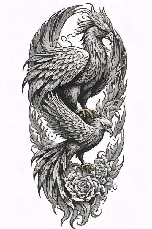 Big Pheonix With Two Baby Pheonix