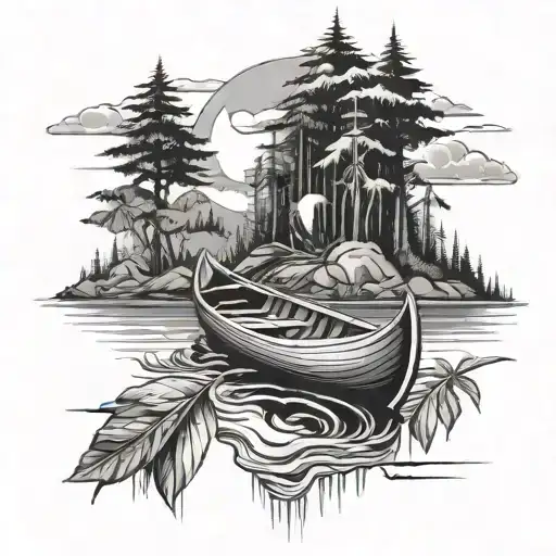 Half Sleeve Nature Canoe Floating