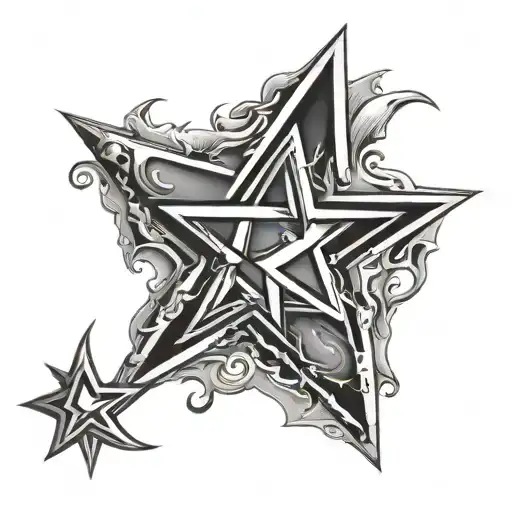 5 Pointed Star With The Initial R Inside
