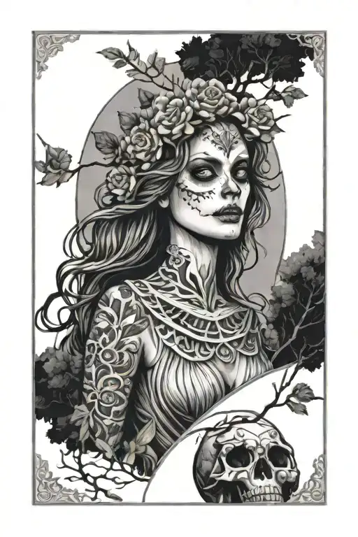 Tarot Card Woman Day Of The Dead Tree