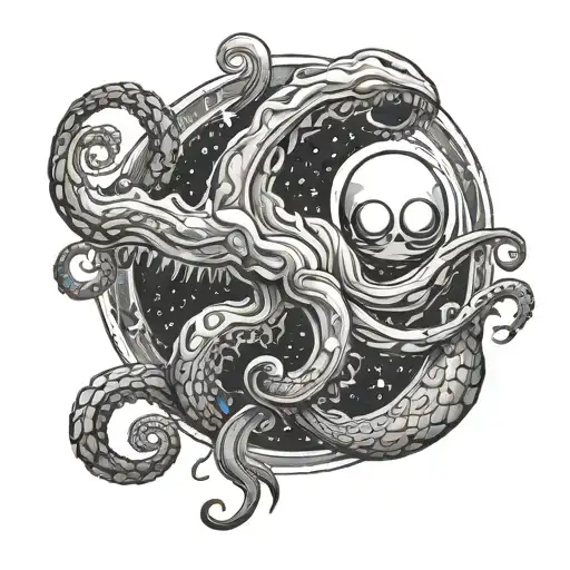 Deep Space And Kraken Emerging From The Depths