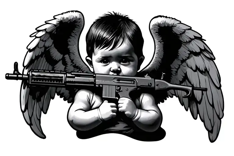 Baby Angel Holding An Ak47