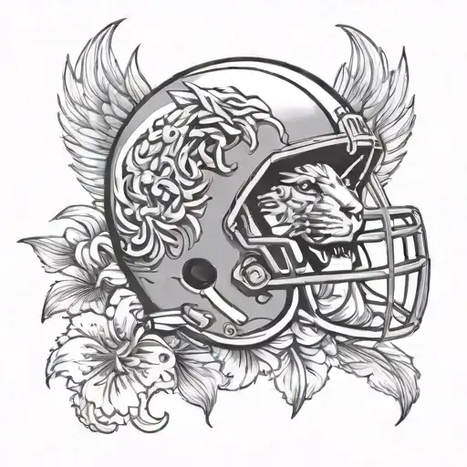 Lily Flower Football Helmet Dove Flying Lion