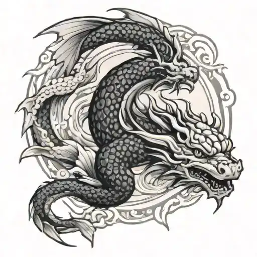 Dragon And Koi Fish