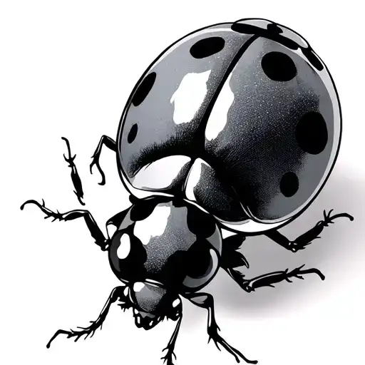 Lady Bug With Shadow Walking