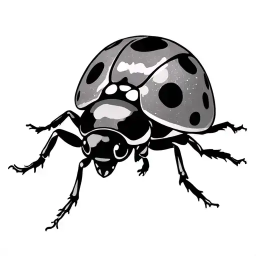 Lady Bug With Shadow Walking