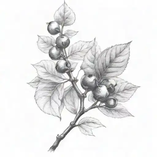Coffee Berry With Leaves On A Branch