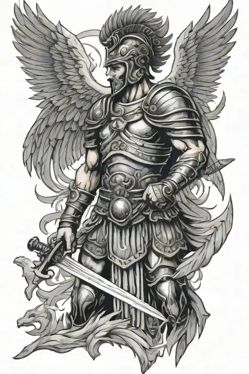 Roman Warrior With Sword And Phoenix