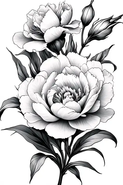 Peony And Iris Flower