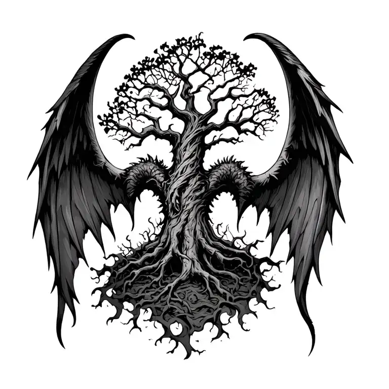 Poison Tree Within A Set Of Devil Wings