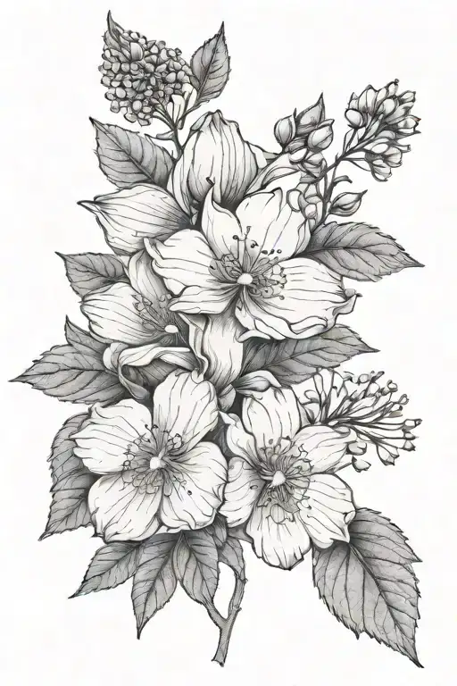 October And December Birth Flower Fine Line