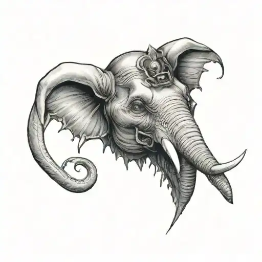 Half Joker Half Elephant Half Sleeve Atttoo