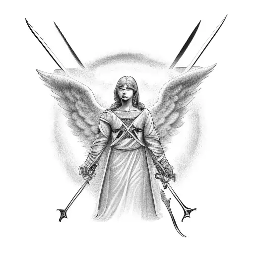 Angel Pointing Sword Upwards
