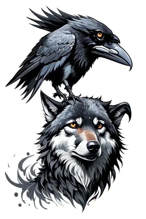 Hel With Wolf And A Ravens