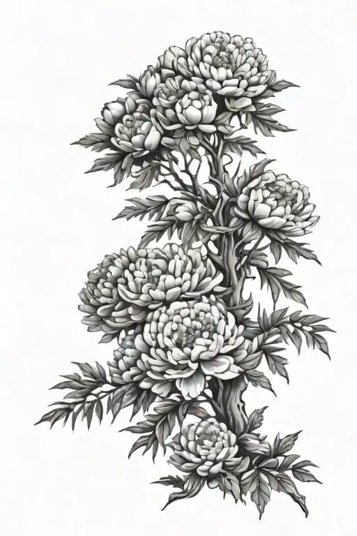 Lebanese Cedar Tree And Peonies
