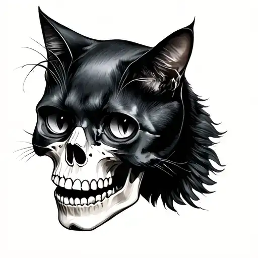 Black Cat On A Skull