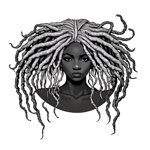 African Medusa With Dreads Witchy