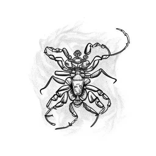 A Sketch Style Drawing Of A Scorpion Surrounded By Various Flowers