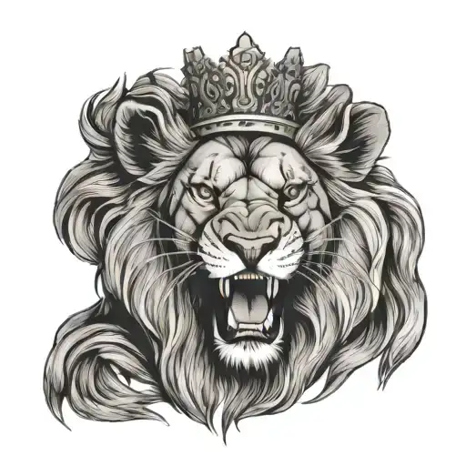 Lioness Roaring Lion Wearing A Crown