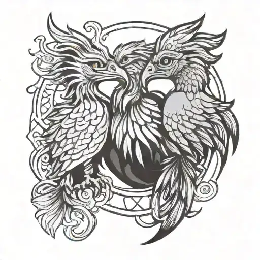 Two Baby Pheonix As Pisces And Scorpio Zodiac Sign