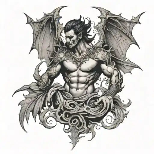 A God-like Figure With Dragon Wings