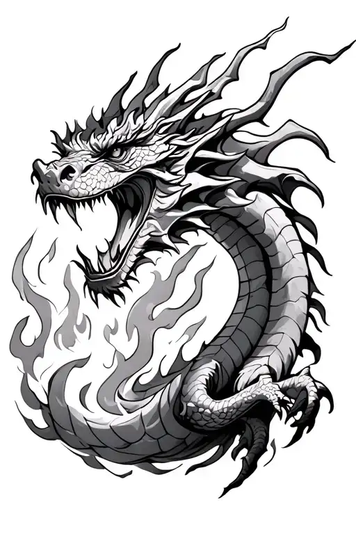 Fire Dragon Breathing Fire By A Castle