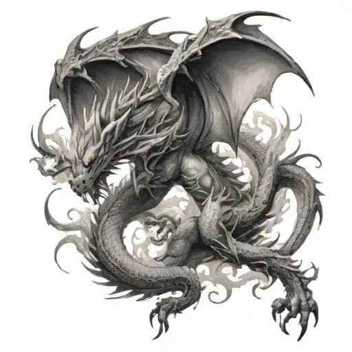 A Dragon And God Battling In An Epic Scene