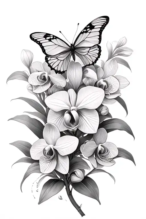 Butterfly And Orchids Growing