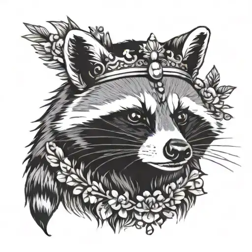 Black And White Raccoon Wearing A Crown