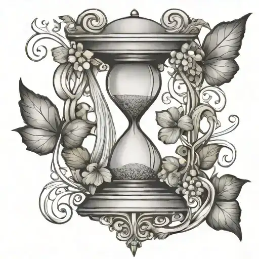 Hourglass With Vines Wrapping And Four Leaf Clover