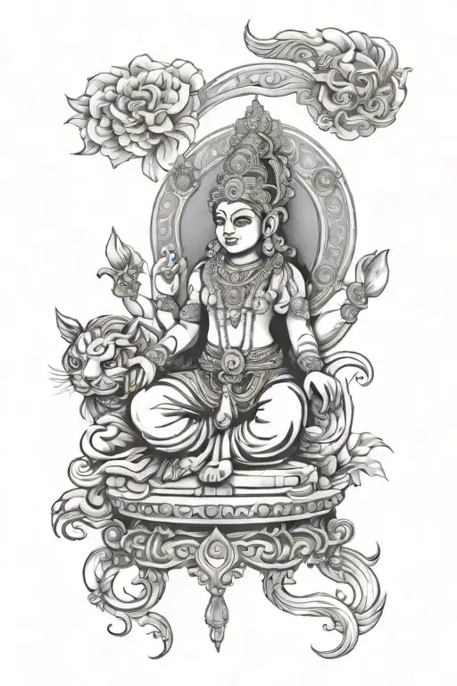 Hindu Mythology Tattoo Sleeve Outline