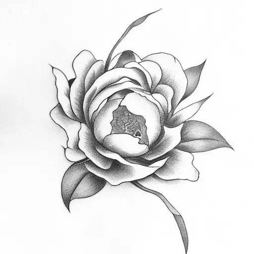 Black Peony With A Duck Face Inside