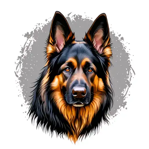 Red And Black Long Haired German Shepherd Dog