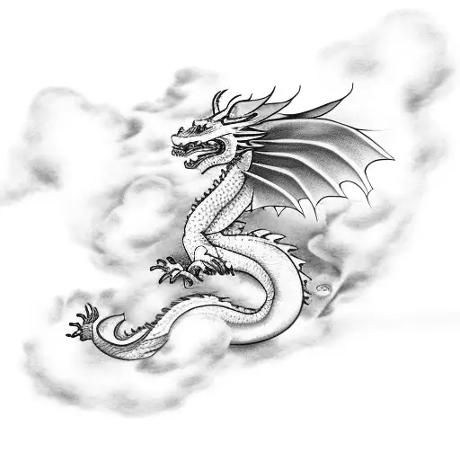 Dragon Surrounding A Cloud