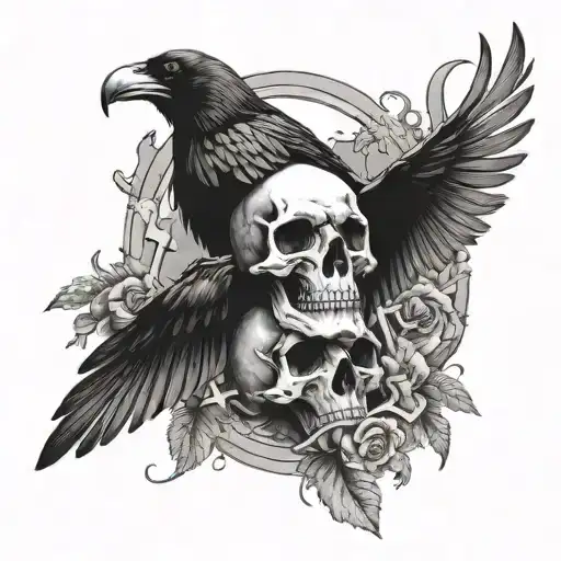 Cross Cemetery Crow Skull