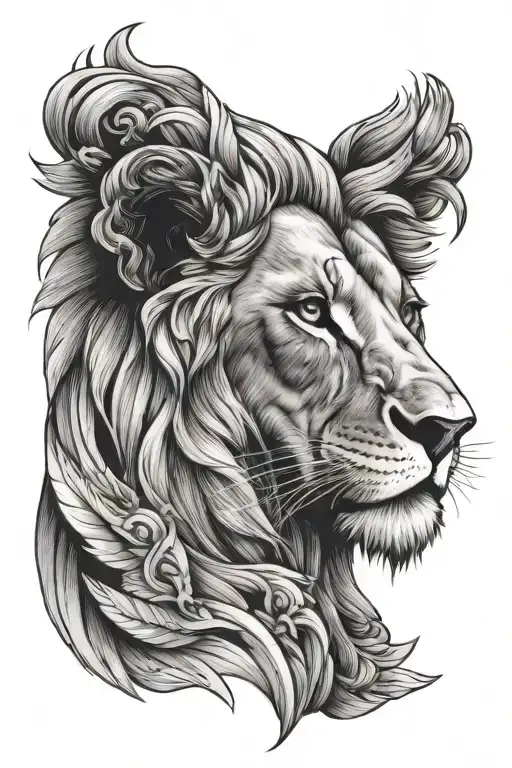 Confident Lion On Shoulder