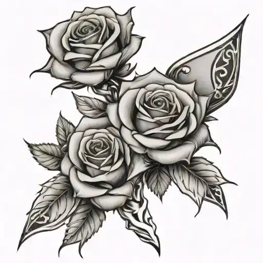 Rose And Thorns With Two Banners