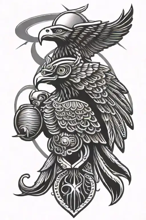 Egypt God Horus F16 Falcon Flying Towards The Sun Aries