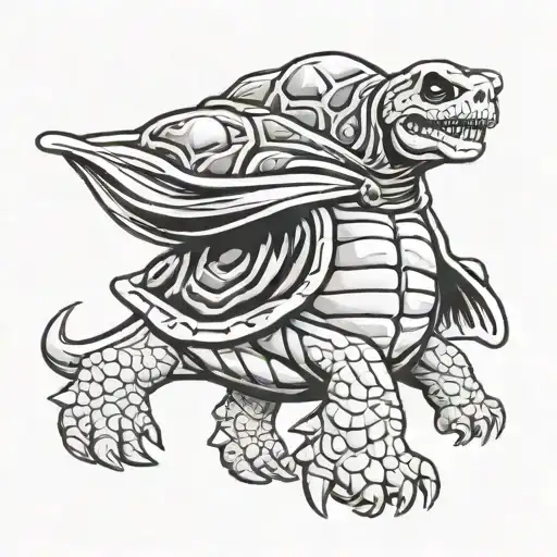 Skeletor As A Turtle With Cape Running
