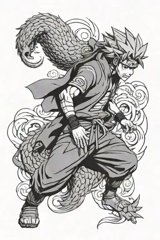 Naruto In Front Of Kurama