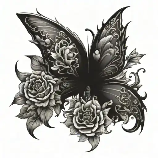 Flowers Butterflys Dragon