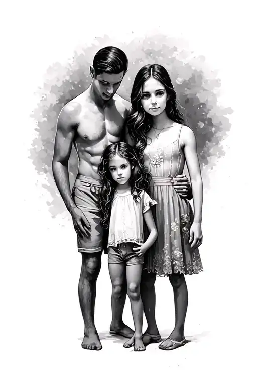 Father And 2 Daughters